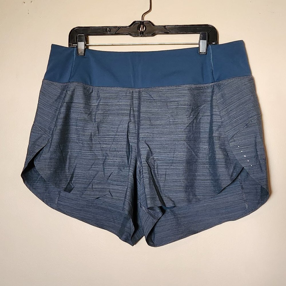 ATHLETA Run With It Textured Shorts 3.5" - Heathered Blue/Green - Size 1X